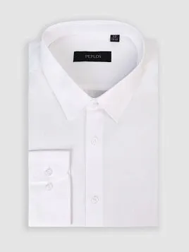 СОРОЧКА МУЖСКАЯ PEPLOS SHB001-SL БЕЛЫЙ В ПРИТАЛЕННОМ СИЛУЭТЕ