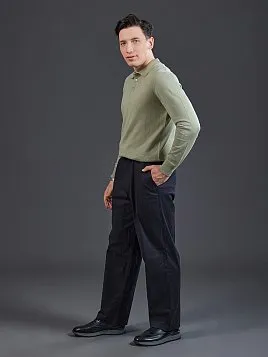 ТЕМНО-СИНИЕ БРЮКИ ИЗ ХЛОПКА С ЛИОЦЕЛЛОМ P2620-B