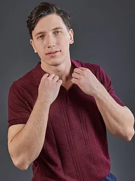 ТРИКОТАЖНАЯ РУБАШКА С ШЕРСТЬЮ KN26SH039 БОРДОВАЯ