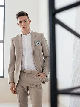 КОСТЮМ МУЖСКОЙ PEPLOS SU24126-SL БЕЖЕВЫЙ