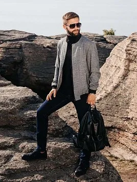 ПИДЖАК-БОМБЕР МУЖСКОЙ PEPLOS JA23021 ТЕМНО-СЕРЫЙ