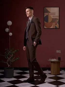 КОРИЧНЕВЫЙ МУЖСКОЙ КОСТЮМ SU26139-SL 