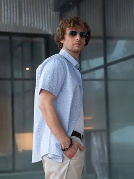 СОРОЧКА МУЖСКАЯ PEPLOS SH23076-K-R ГОЛУБОЙ