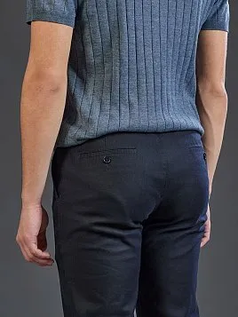 ЛЬНЯНЫЕ БРЮКИ НА КУЛИСКЕ P2628-R ТЕМНО-СИНИЕ