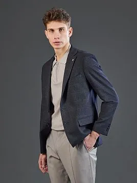 ТЕМНО-СИНИЙ ТРИКОТАЖНЫЙ ПИДЖАК PEPLOS JA26150-R 