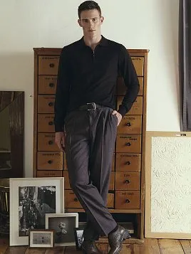 СЕРЫЕ МУЖСКИЕ БРЮКИ С ЗАЩИПАМИ TR26126-230