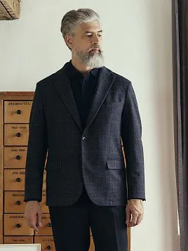 СИНИЙ МУЖСКОЙ ПИДЖАК ИЗ ЭЛАСТИЧНОЙ ТКАНИ JA26103--R 