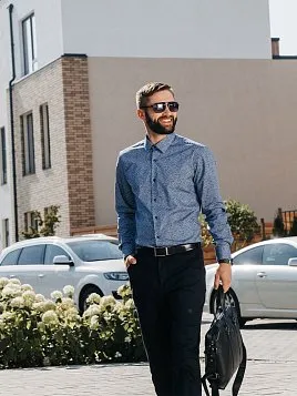 СОРОЧКА МУЖСКАЯ PEPLOS SH23131-SL ТЕМНО-СИНИЙ