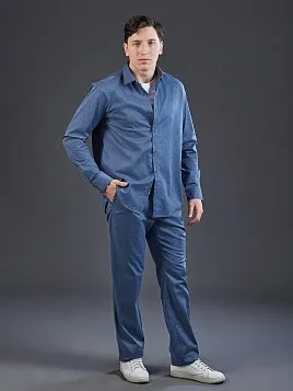 БРЮКИ С МОДАЛОМ НА КУЛИСКЕ P2623-R ГОЛУБЫЕ