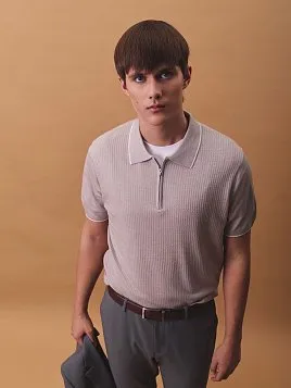 ТРИКОТАЖНАЯ РУБАШКА С ШЕРСТЬЮ И ШЕЛКОМ KN26SH033 СЕРАЯ