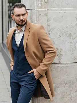 ПАЛЬТО МУЖСКОЕ PEPLOS OW2501-CT БЕЖЕВЫЙ