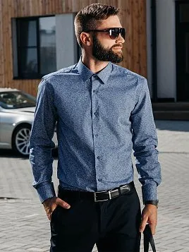 СОРОЧКА МУЖСКАЯ PEPLOS SH23131-SL ТЕМНО-СИНИЙ