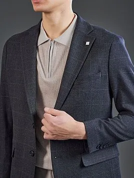 ТЕМНО-СИНИЙ ТРИКОТАЖНЫЙ ПИДЖАК PEPLOS JA26150-R 