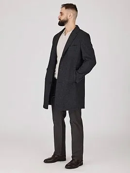 ТРИКОТАЖНОЕ ТЕМНО-СЕРОЕ ПАЛЬТО С СОДЕРЖАНИЕМ ШЕРСТИ OW26214-LR