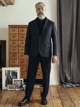 СИНИЙ МУЖСКОЙ ПИДЖАК ИЗ ЭЛАСТИЧНОЙ ТКАНИ JA26103--R 