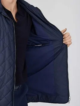 СТЕГАНАЯ УДЛИНЕННАЯ КУРТКА OW2628-JА СИНЯЯ