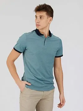 РУБАШКА-ПОЛО ИЗ ТКАНИ ПИКЕ С КОНТРАСТНЫМ ВОРОТНИКОМ TSP26013-R ЗЕЛЕНАЯ