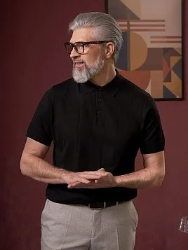 ТРИКОТАЖНАЯ РУБАШКА С ШЕРСТЬЮ KN26SH043 ЧЁРНАЯ