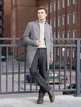 ПАЛЬТО МУЖСКОЕ PEPLOS OW2402-CT СЕРЫЙ