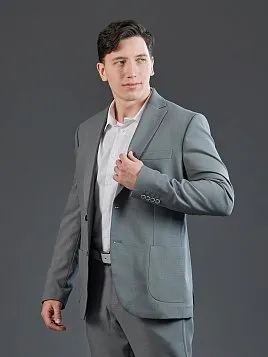 ЛЕТНИЙ КОСТЮМ PEPLOS С НАКЛАДНЫМИ КАРМАНАМИ SU26802-R ЗЕЛЕНЫЙ