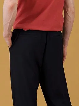 ШИРОКИЕ БРЮКИ С ЗАЩИПАМИ TR26158-235-3 ТЕМНО-СИНИЕ
