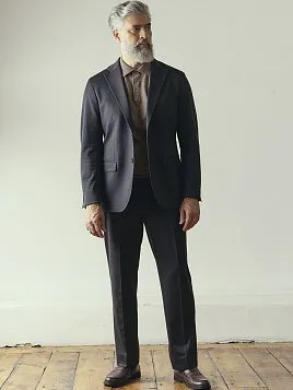 СЕРЫЙ МУЖСКОЙ КОСТЮМ ИЗ ЭЛАСТИЧНОЙ ТКАНИ SU26122-R