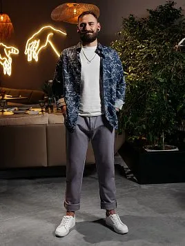 СОРОЧКА МУЖСКАЯ PEPLOS SH23142-R ТЕМНО-СИНИЙ