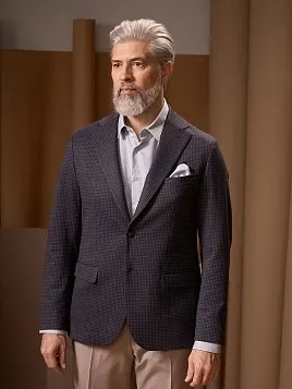 ТРИКОТАЖНЫЙ ПИДЖАК JA26144-R ТЕМНО-СИНИЙ