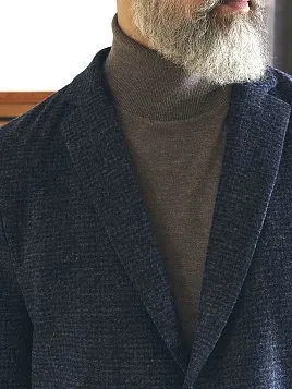 ШЕРСТЯНОЙ ПИДЖАК ИЗ ТРИКОТАЖНОГО ПОЛОТНА JA26105-R СИНИЙ