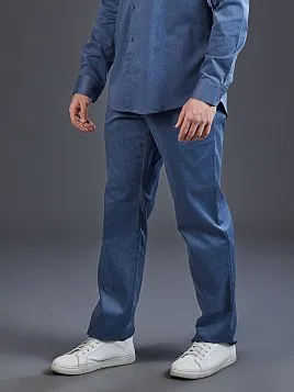 БРЮКИ С МОДАЛОМ НА КУЛИСКЕ P2623-R ГОЛУБЫЕ