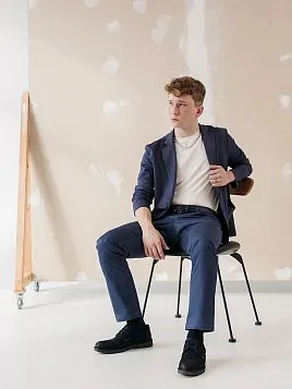 ПИДЖАК МУЖСКОЙ PEPLOS JA23115-R СИНИЙ ТРИКОТАЖНЫЙ