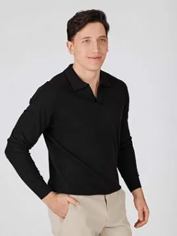 ЧЕРНАЯ ТРИКОТАЖНАЯ РУБАШКА KN26SH053