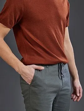 ЛЬНЯНЫЕ БРЮКИ НА КУЛИСКЕ P2627-R ХАКИ