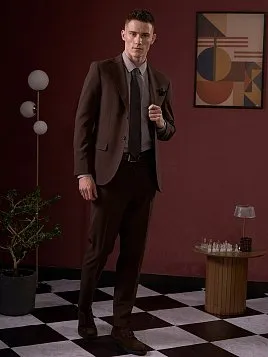 КОРИЧНЕВЫЙ МУЖСКОЙ КОСТЮМ SU26139-SL 