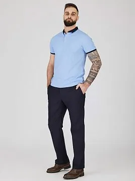 РУБАШКА-ПОЛО ИЗ ТКАНИ ПИКЕ С КОНТРАСТНЫМ ВОРОТНИКОМ TSP26012-LR ГОЛУБАЯ