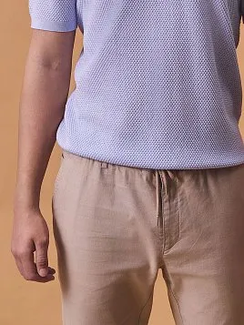 ЛЬНЯНЫЕ БРЮКИ НА КУЛИСКЕ P2626-R БЕЖЕВЫЕ
