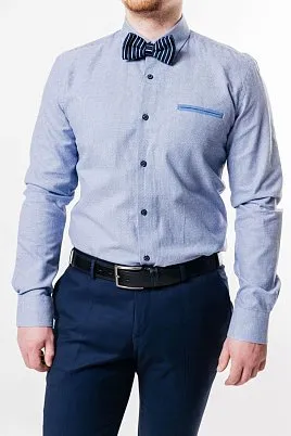 СОРОЧКА МУЖСКАЯ MAJESTIC LEGATE SH19134-SL СИНИЙ