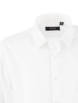 СОРОЧКА ИЗ ХЛОПКА ЛЕГКАЯ В ГЛАЖКЕ SH26005-R БЕЛАЯ