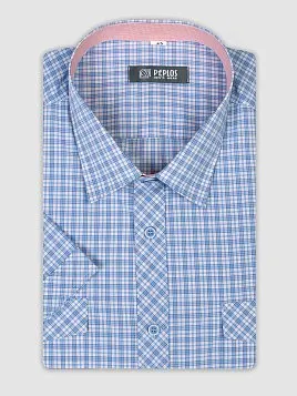 СОРОЧКА МУЖСКАЯ PEPLOS SH19072-K-SL СИНИЙ