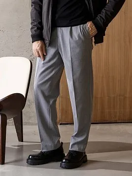 МУЖСКИЕ БРЮКИ С ЗАЩИПАМИ TR26123-230 СЕРЫЕ