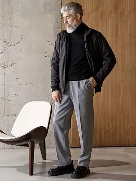 МУЖСКИЕ БРЮКИ С ЗАЩИПАМИ TR26123-230 СЕРЫЕ