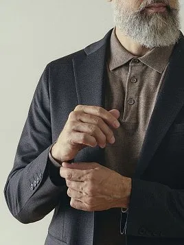 СЕРЫЙ МУЖСКОЙ КОСТЮМ ИЗ ЭЛАСТИЧНОЙ ТКАНИ SU26122-R