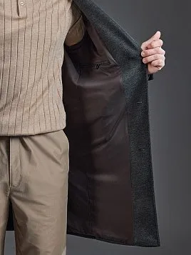 ТРИКОТАЖНОЕ ТЕМНО-СЕРОЕ ПАЛЬТО С СОДЕРЖАНИЕМ ШЕРСТИ OW26214-CT