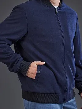 ТЕМНО-СИНЯЯ КУРТКА ИЗ ПАЛЬТОВОЙ ТКАНИ OW26302-JА