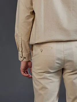 ЛЬНЯНЫЕ БРЮКИ НА КУЛИСКЕ P2621-R БЕЖЕВЫЕ