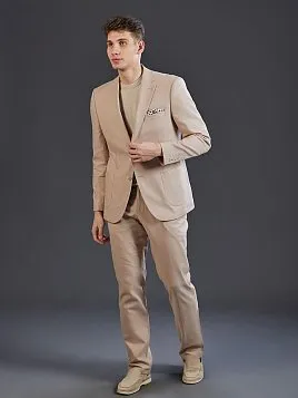 ЛЬНЯНОЙ КОСТЮМ С НАКЛАДНЫМИ КАРМАНАМИ PEPLOS SU26801-R БЕЖЕВЫЙ