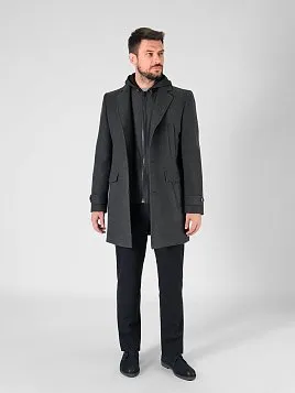 ПАЛЬТО МУЖСКОЕ PEPLOS OW2407-CT ТЕМНО-СЕРЫЙ
