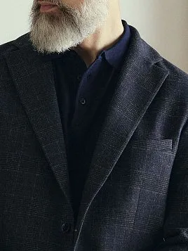 СИНИЙ МУЖСКОЙ ПИДЖАК ИЗ ЭЛАСТИЧНОЙ ТКАНИ JA26103--R 