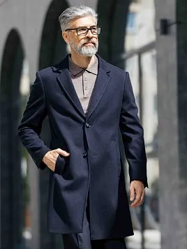 ПАЛЬТО МУЖСКОЕ PEPLOS OW2506-CT ТЕМНО-СИНИЙ