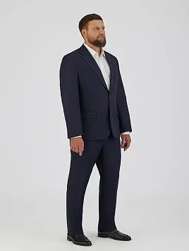 ОДНОТОННЫЙ ТЕМНО-СИНИЙ КОСТЮМ В КЛАССИЧЕСКОМ ПРЯМОМ СИЛУЭТЕ SU27004-C
